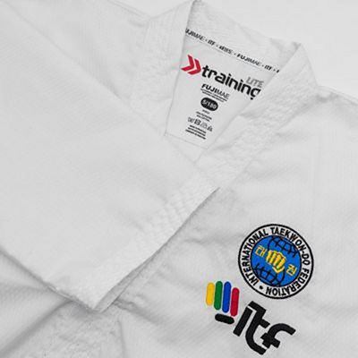 FUJIMAE Training Lite Black Belt ITF Approved Dobok Fehèr