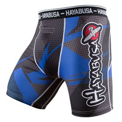 Hayabusa Metaru 47 Silver Compression Shorts Black-Blue