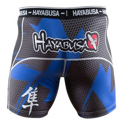Hayabusa Metaru 47 Silver Compression Shorts Black-Blue
