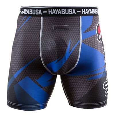 Hayabusa Metaru 47 Silver Compression Shorts Black-Blue