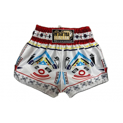 HuaLaan Aztecas Muay Thai Shorts Blanco