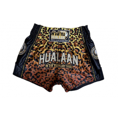 HuaLaan Leopard Muay Thai Shorts Negro-Marron