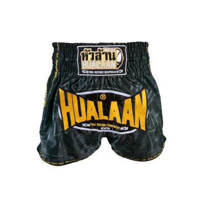 HuaLaan Strong And Heart Muay Thai Short Preto-Amarelo