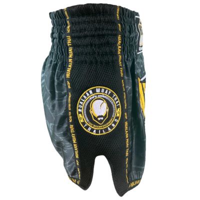 HuaLaan Strong And Heart Muay Thai Short Nero-Giallo