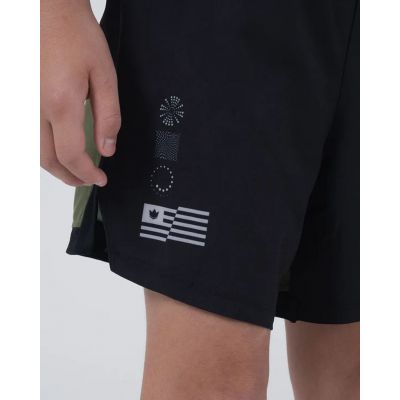 Kingz Trooper Youth Shorts Negro-Verde