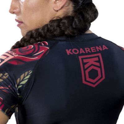 KOARENA Roses Rashguard Woman SS Schwarz