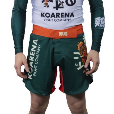 KOARENA Samurai Chicken Fight Shorts Verde-Laranja