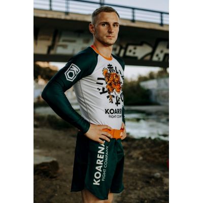 KOARENA Samurai Chicken Fight Shorts Verde-Arancione