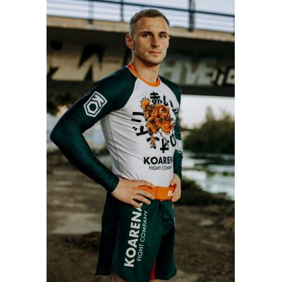 KOARENA Samurai Chicken Rashguard LS Verde-Branco