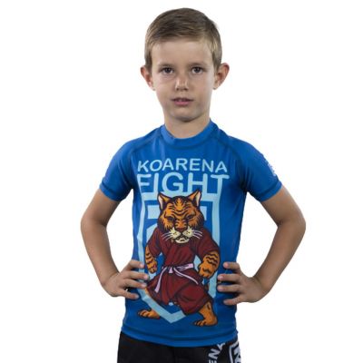 KOARENA Tiger Rashguard Kids SS Blå