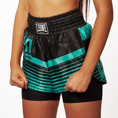 Leone 1947 L47 Woman Muay Thai Shorts Svart-Grön