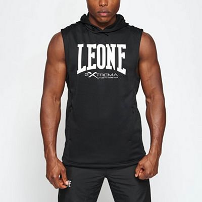 Leone 1947 Logo Hooded Sleeveless Sweatshirt Nero