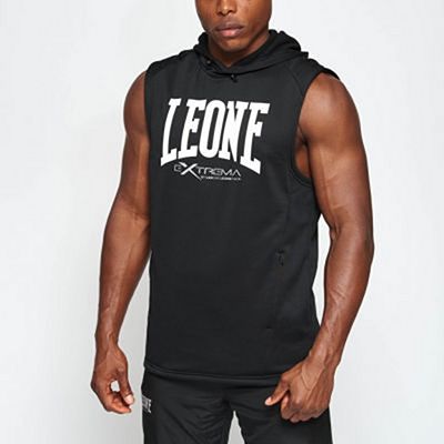 Leone 1947 Logo Hooded Sleeveless Sweatshirt Fekete