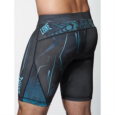 Leone Boxing Cyborg Compression MMA Shorts Black-Light Blue