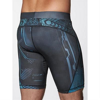 Leone Boxing Cyborg Compression MMA Shorts Black-Light Blue