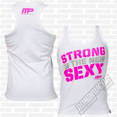 Muscle Pharm Ladies Printed Vest Strong White-Pink