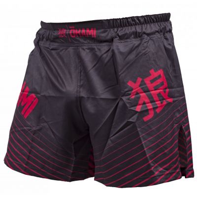 Okami Fight Shorts Big Kanji Noir-Rouge