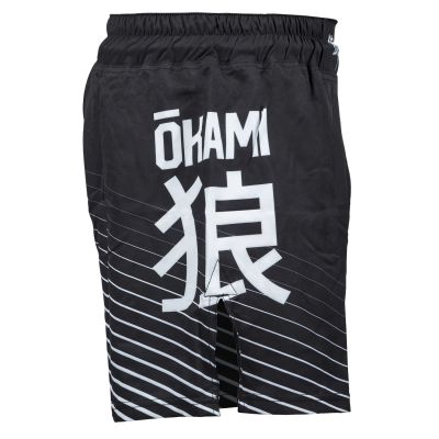 Okami Fight Shorts Big Kanji Negro-Blanco