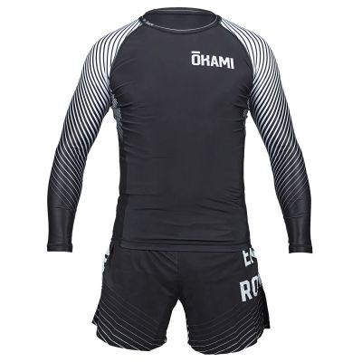 Okami Fight Shorts Big Kanji Negro-Blanco