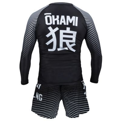 Okami Fight Shorts Big Kanji Negro-Blanco