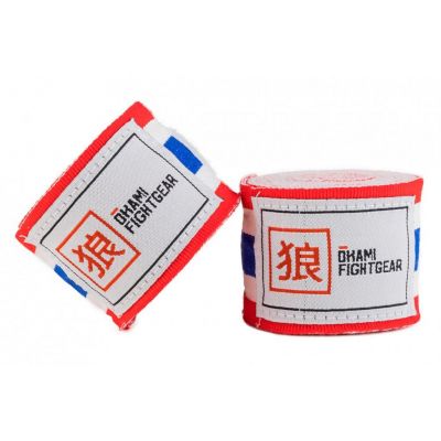 Okami Fightgear Handwraps Thailand 460cm Blanc-Rouge