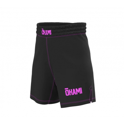 Okami Grapplino Kids Fight Shorts Negro-Rosa