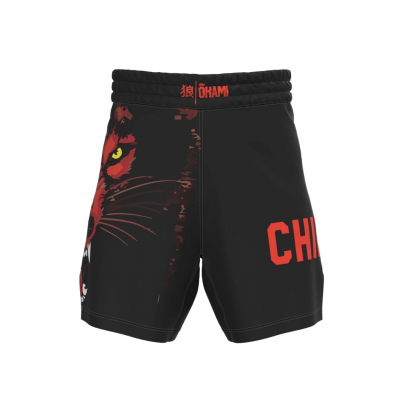 Okami Wolfpack Kids Fight Shorts Negro-Rojo