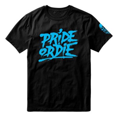 Pride Or Die Reckless Splattered T-Shirt Black-Blue