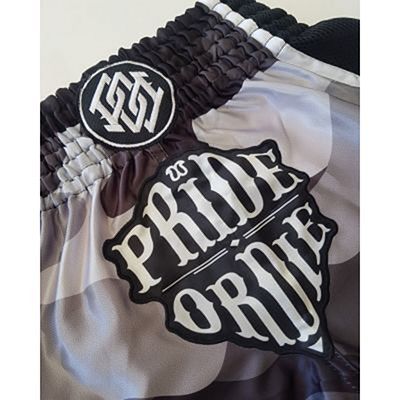 Pride Or Die Reckless Urban Camo Muay Thai Shorts Nero-Bianco