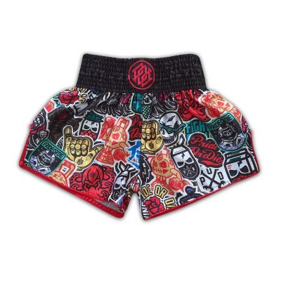 Pride Or Die Sticker Muay Thai Short Nero-Multicolore