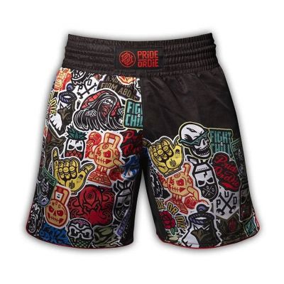 Pride Or Die Stickers Fight Short Preto-Multicolorido