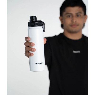 Progress Jiu Jitsu 750ml Water Bottle White-Black