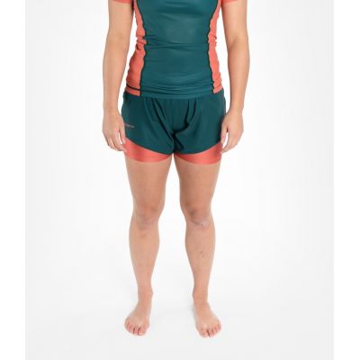 Progress Jiu Jitsu Academy + Women Hybrid Shorts Verde-Naranja