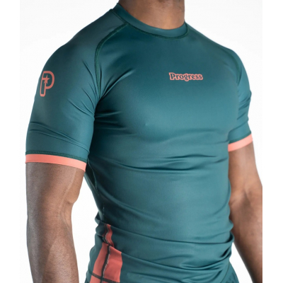 Progress Jiu Jitsu Academy + Rashguard Verde-Naranja