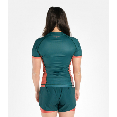 Progress Jiu Jitsu Academy + Women Rasguard Verde-Arancione