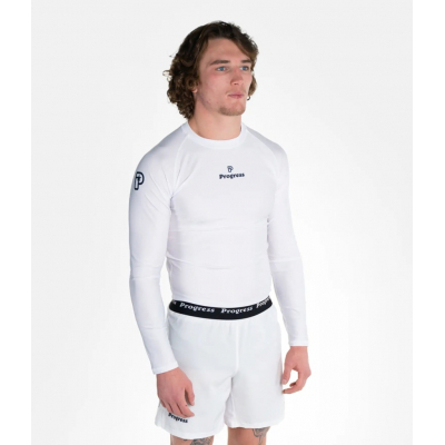 Progress Jiu Jitsu Academy Rashguard Longsleeve Bianco