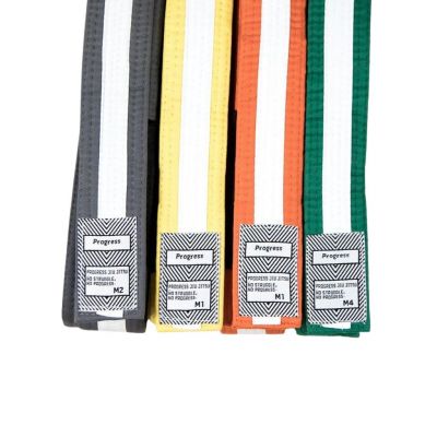 Progress Jiu Jitsu Kids IBJJF Graded BJJ Belts Gris-Blanco