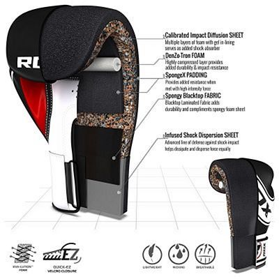 RDX 4B Robo Boxing Gloves Preto-Branco