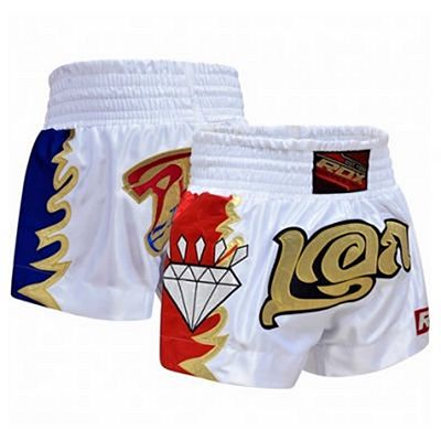 RDX Diamond Satin Muay Thai Shorts Weiß