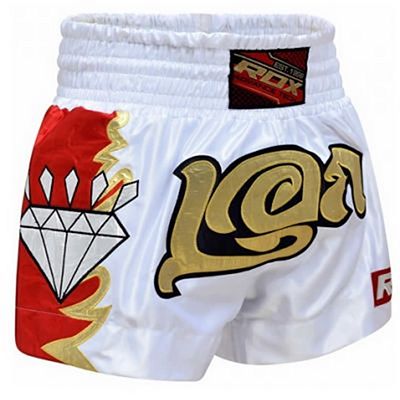 RDX Diamond Satin Muay Thai Shorts Weiß