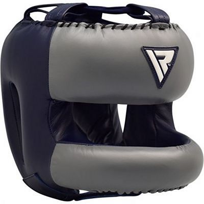 RDX Head Guard Bar Leather Pro 2 Navy Blue-Grey