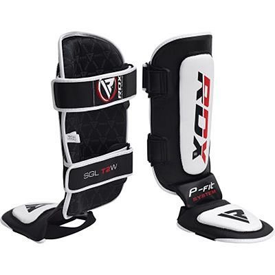 RDX Leather MMA Shinguards Black-White