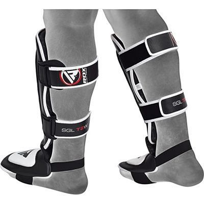 RDX Leather MMA Shinguards Black-White