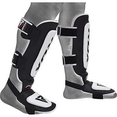 RDX Leather MMA Shinguards Black-White