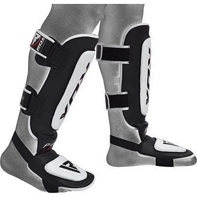 RDX Leather MMA Shinguards Noir-Blanc