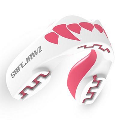 SafeJawz Extro Series Self-Fit Fangz Kids Mouthguard Branco-Rosa