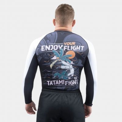 Tatami Enjoy Your Flight Eco Tech Recycled Rash Guard Negro-Blanco