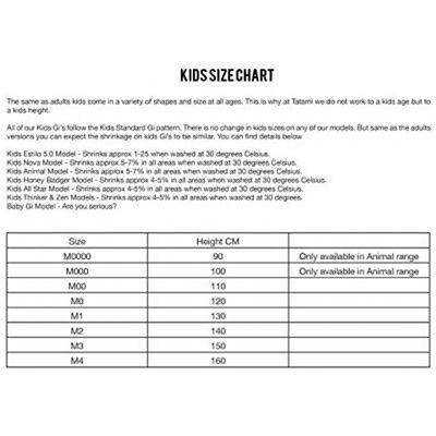 Roots Baby Size Chart