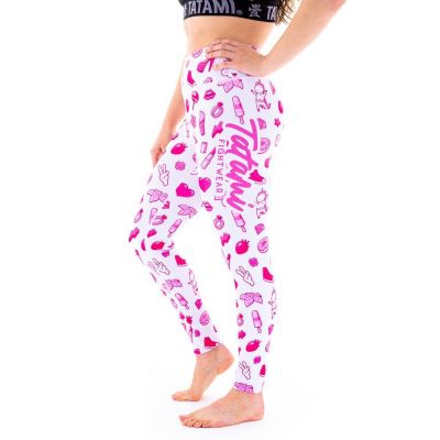 Tatami Ladies Diamond Leggings Blanco-Rosa