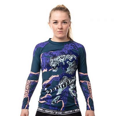 Tatami Ladies Moonlight Tiger Eco Tech Recycled Rash Guard Black-Blue